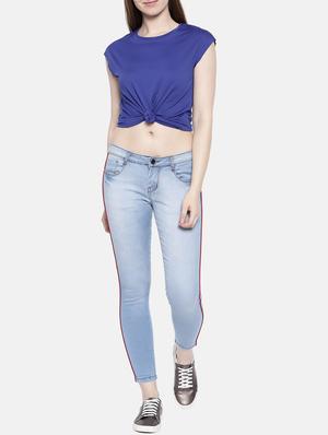 side taped stone washed jeans - 16252558 - Standard Image - 4