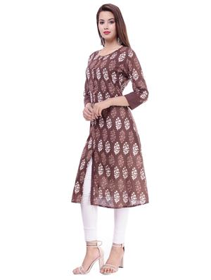 printed a-line kurta - 16252837 - Standard Image - 2