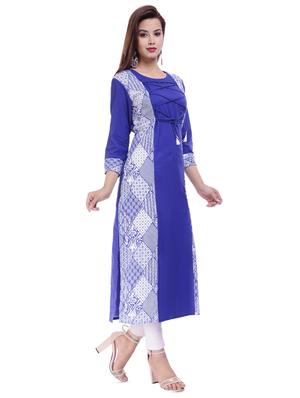 drawstring printed straight kurta - 16252843 - Standard Image - 2