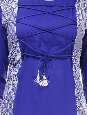 drawstring printed straight kurta - 16252843 - Standard Image - 4