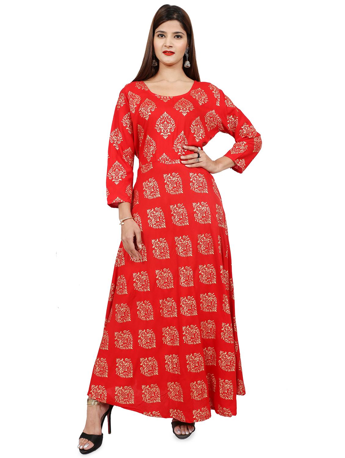 foil printed fit & flare gown - 16252849 - Zoom Image - 1