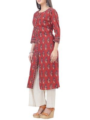 printed a-line kurta - 16252885 - Standard Image - 2