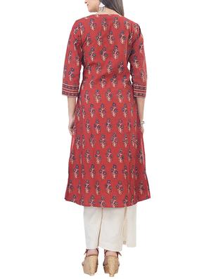 printed a-line kurta - 16252885 - Standard Image - 3