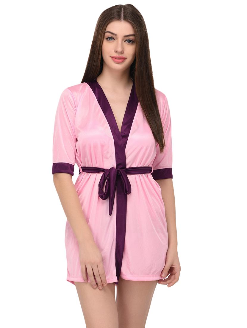 pink satin nightwear set - 16252895 - Zoom Image - 1