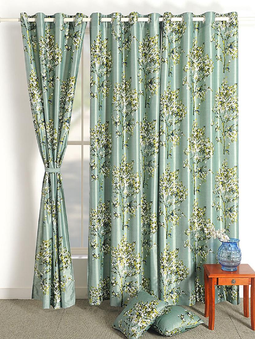 Floral Print Polyester 220 GSM Set of 2 Eyelet Door curtain - 16252994 - Zoom Image - 1