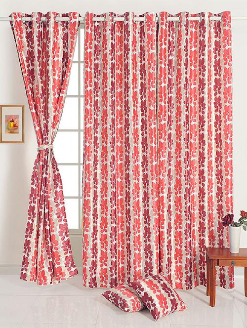 Floral Print Polyester 220 GSM Set of 2 Eyelet Door curtain - 16253000 - Standard Image - 1