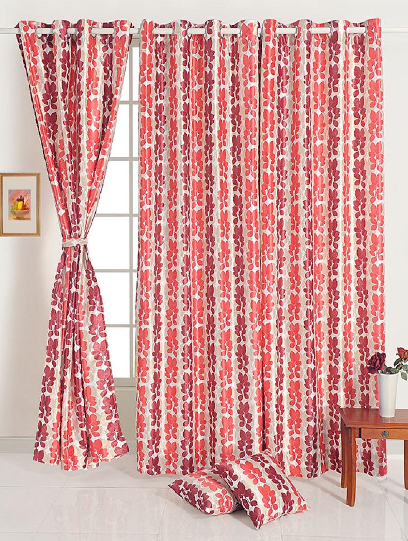 Floral Print Polyester 220 GSM Set of 2 Eyelet Door curtain - 16253000 - Zoom Image - 1