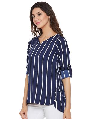 v neck striped top - 16253323 - Standard Image - 2