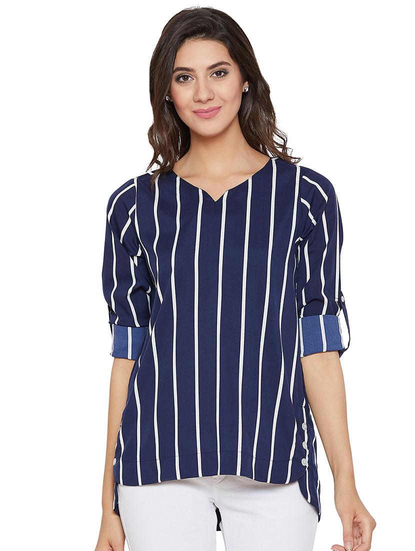v neck striped top - 16253323 - Zoom Image - 1