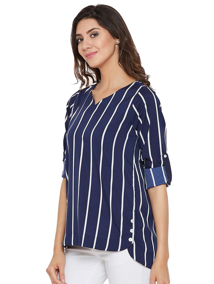 v neck striped top - 16253323 - Zoom Image - 2