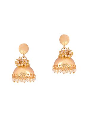 gold brass jhumka earring - 16253740 - Standard Image - 2