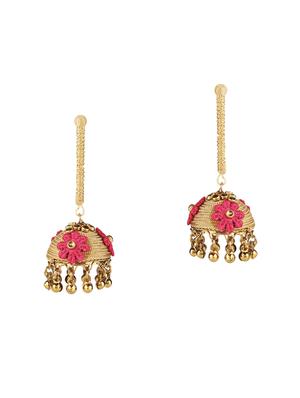 gold brass jhumka earring - 16253743 - Standard Image - 2