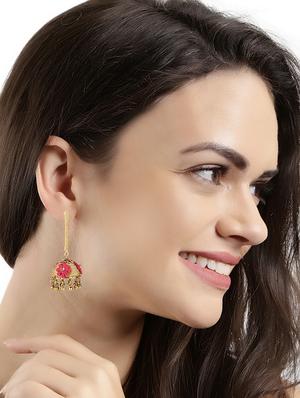 gold brass jhumka earring - 16253743 - Standard Image - 4