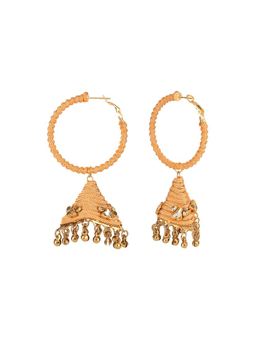 gold brass drop earring - 16253746 - Zoom Image - 2