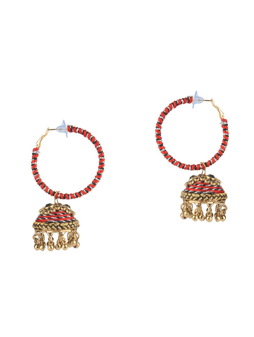 red brass jhumka earring - 16253747 - Zoom Image - 1