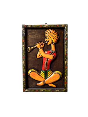 wooden tribal musician wall painting - 16253755 - Standard Image - 2