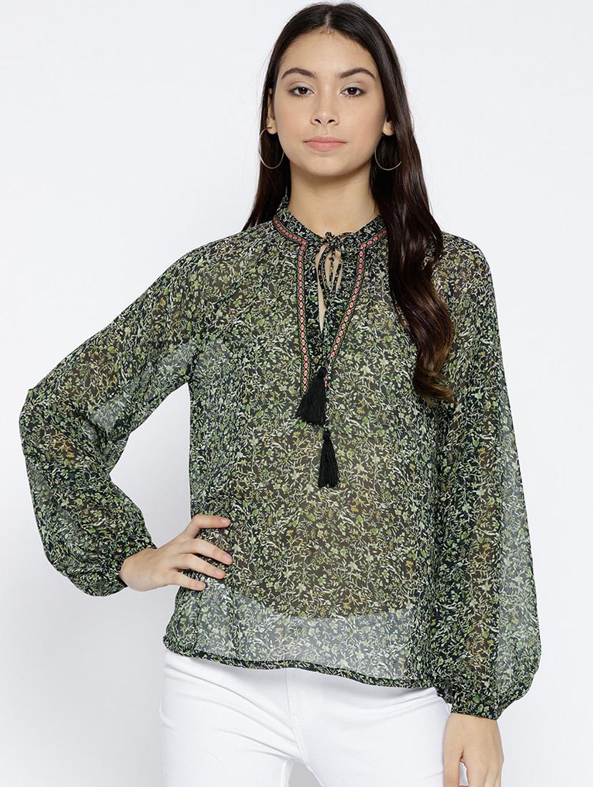 tie up neck peasant top - 16254518 - Zoom Image - 1