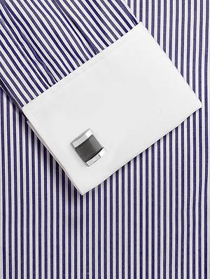 grey metal cufflink - 16254756 - Standard Image - 3