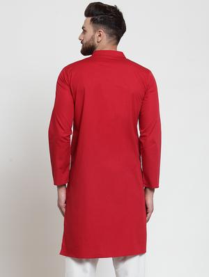 red solid asymmetric kurta - 16254903 - Standard Image - 3