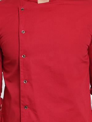 red solid asymmetric kurta - 16254903 - Standard Image - 5