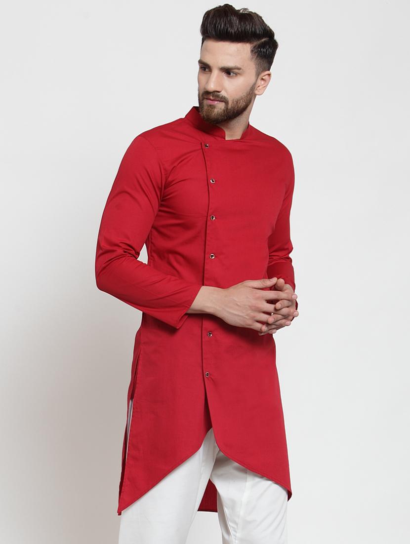 red solid asymmetric kurta - 16254903 - Zoom Image - 2