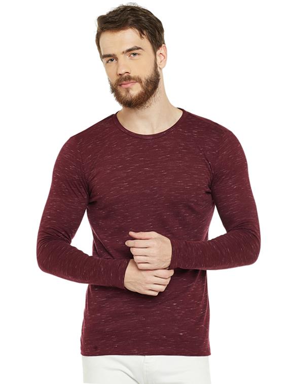 maroon melange t-shirt - 16255440 - Zoom Image - 1