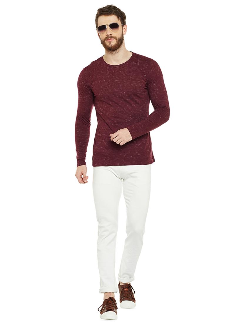 maroon melange t-shirt - 16255440 - Zoom Image - 4