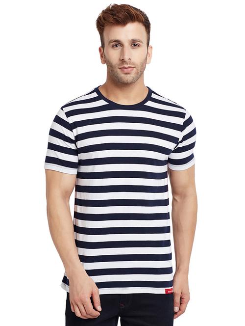navy blue striped t-shirt - 16255448 - Standard Image - 1