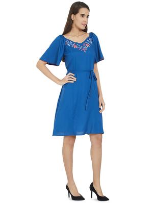 tie knot floral embroidered a-line dress - 16256143 - Standard Image - 2