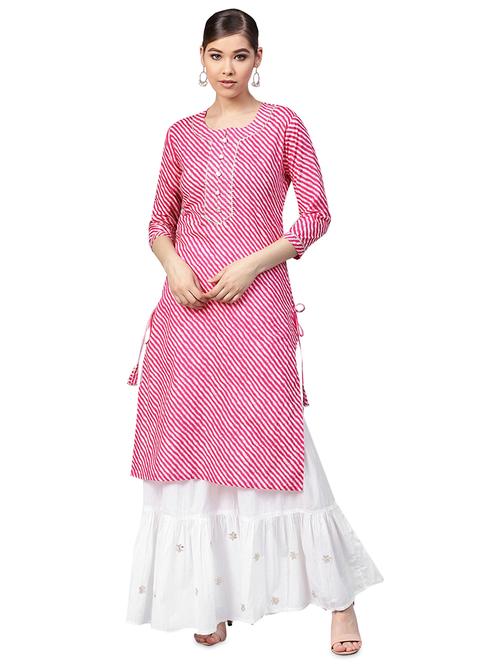 leheriya printed kurta with sharara set - 16256372 - Standard Image - 1
