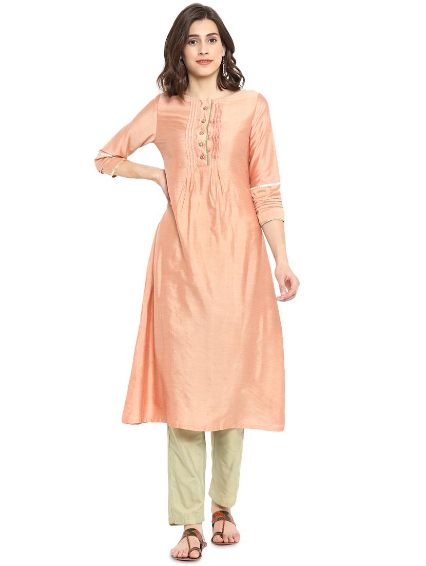 solid a-line kurta - 16256567 - Zoom Image - 2