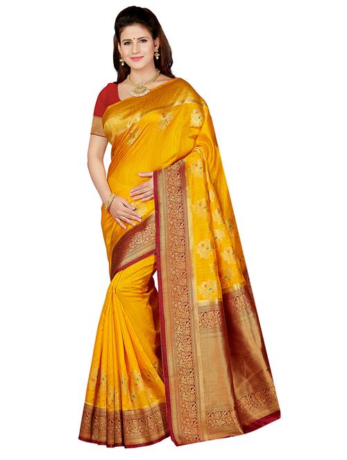 floral zari motif woven saree with blouse - 16256583 - Standard Image - 1