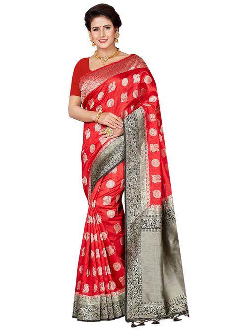 conversational zari motif woven saree with blouse - 16256592 - Standard Image - 1