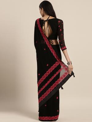 floral embroidered saree with blouse - 16256680 - Standard Image - 2