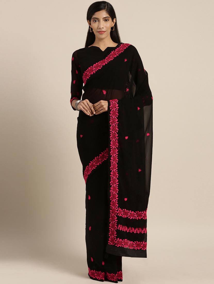 floral embroidered saree with blouse - 16256680 - Zoom Image - 1