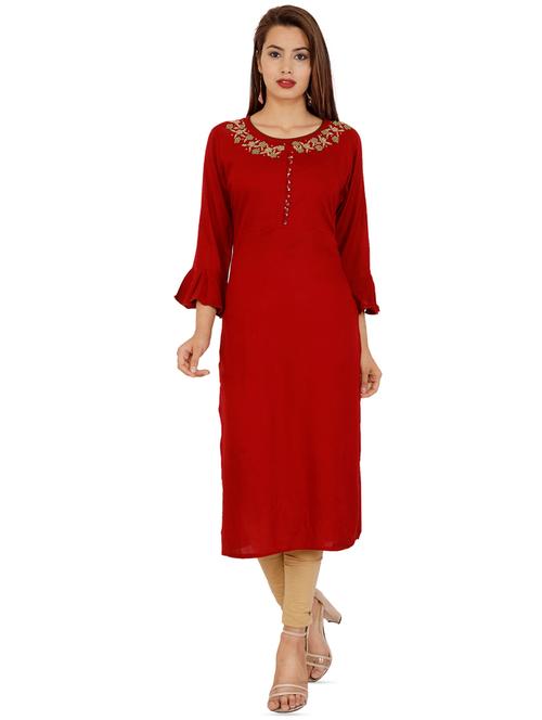 embellished straight kurta - 16256693 - Standard Image - 1