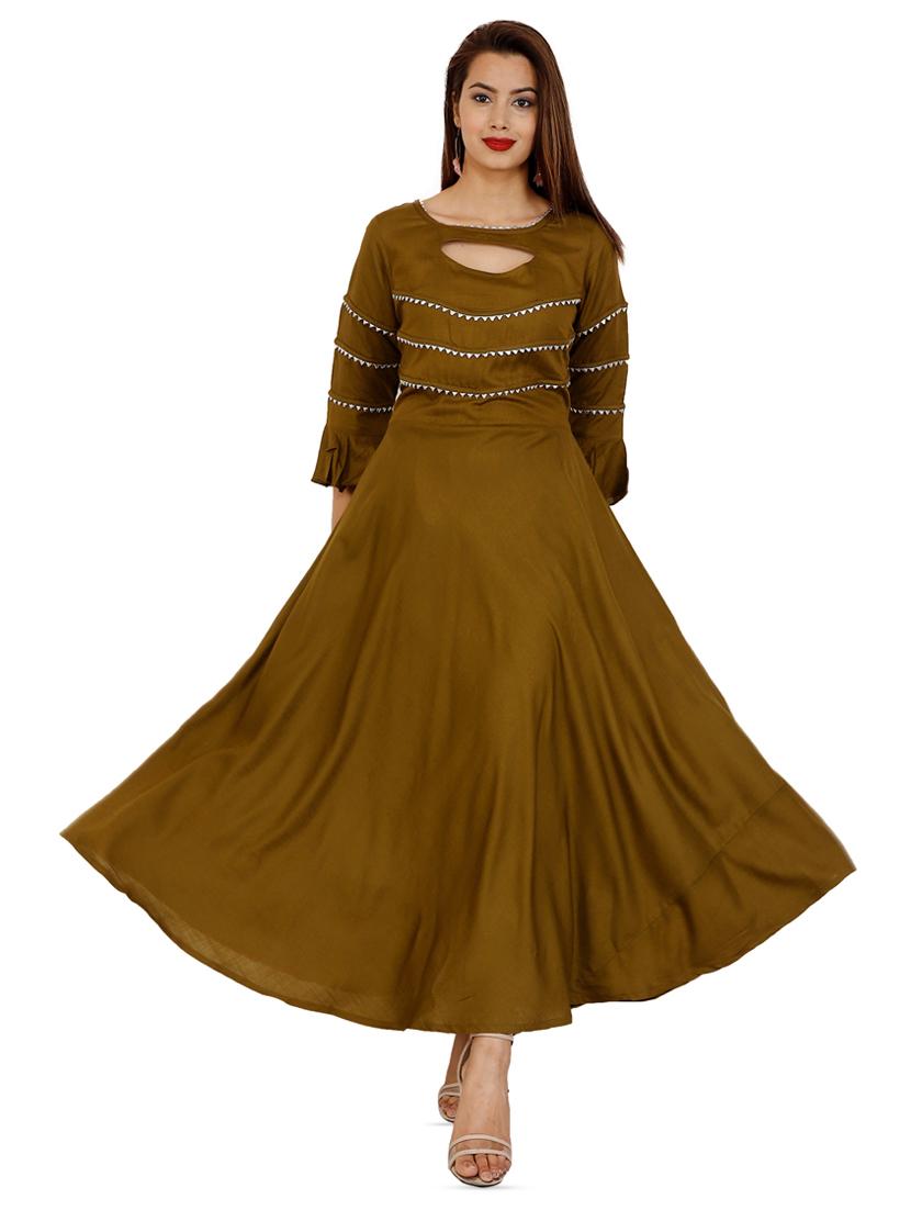 solid flared kurta - 16256694 - Zoom Image - 1