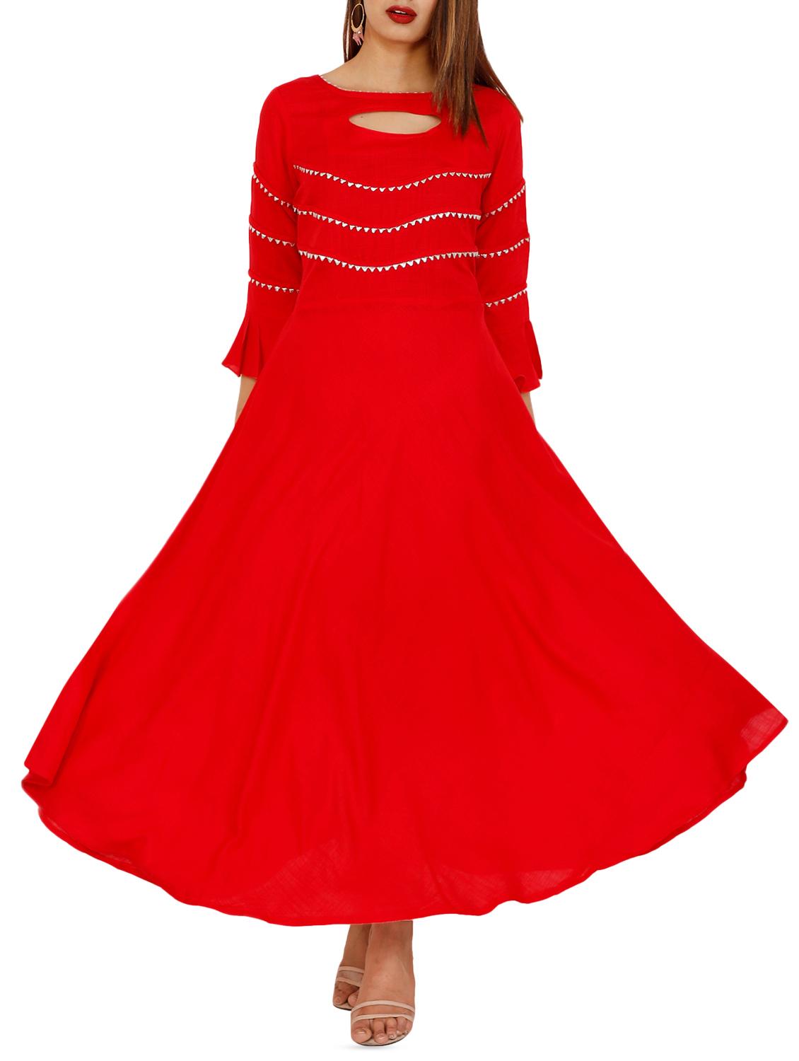 solid flared kurta - 16256695 - Zoom Image - 1