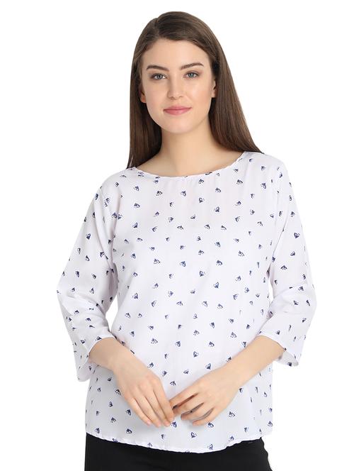 quirky prints round neck top - 16257125 - Standard Image - 1