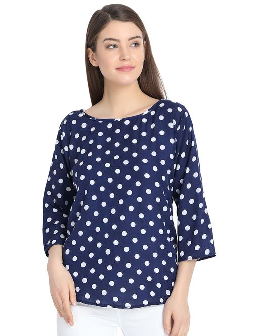 polka dots round neck top - 16257128 - Standard Image - 1