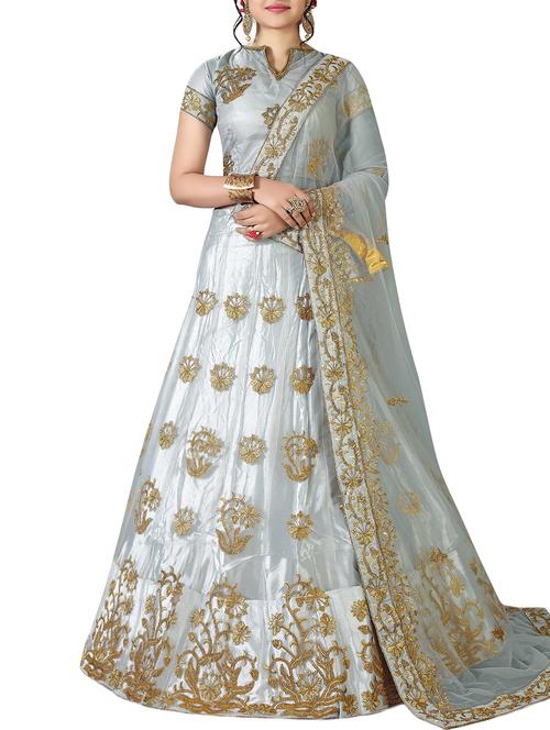floral embroidered a-line lehenga - 16257501 - Standard Image - 1