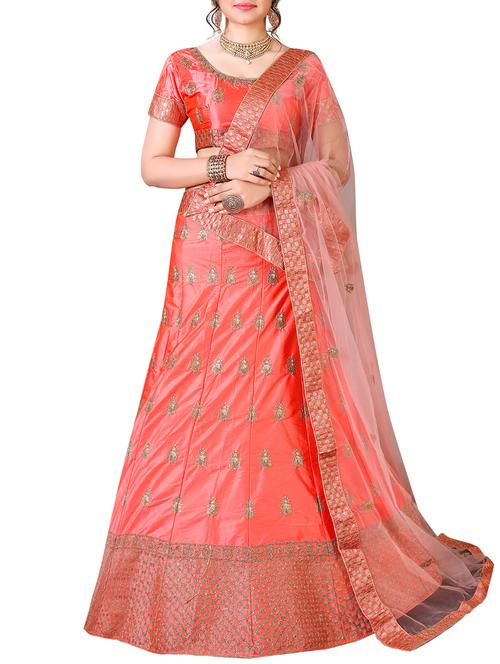 embroidered a-line lehenga - 16257505 - Standard Image - 1