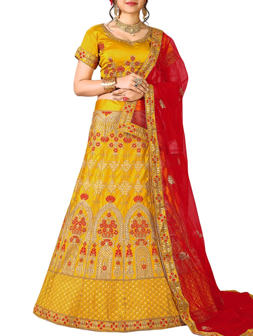 floral embroidered a-line lehenga - 16257510 - Zoom Image - 1