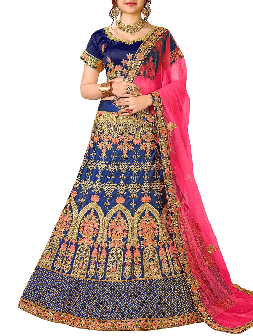 floral embroidered a-line lehenga - 16257513 - Zoom Image - 1