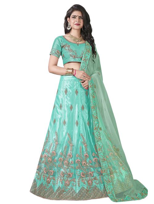 floral embroidered a-line lehenga - 16257529 - Standard Image - 1
