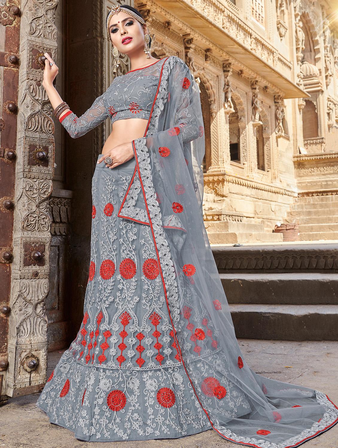 embroidered a-line lehenga - 16257559 - Zoom Image - 1