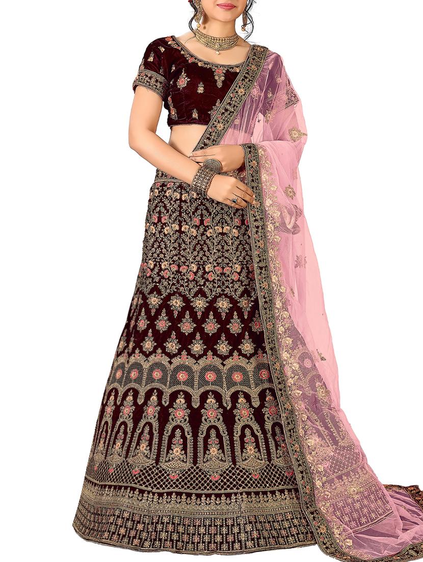 floral embroidered a-line lehenga - 16257572 - Zoom Image - 1