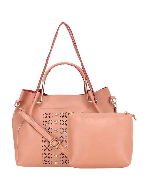 pink leatherette (pu) handbag combo - 16257776 - Standard Image - 1