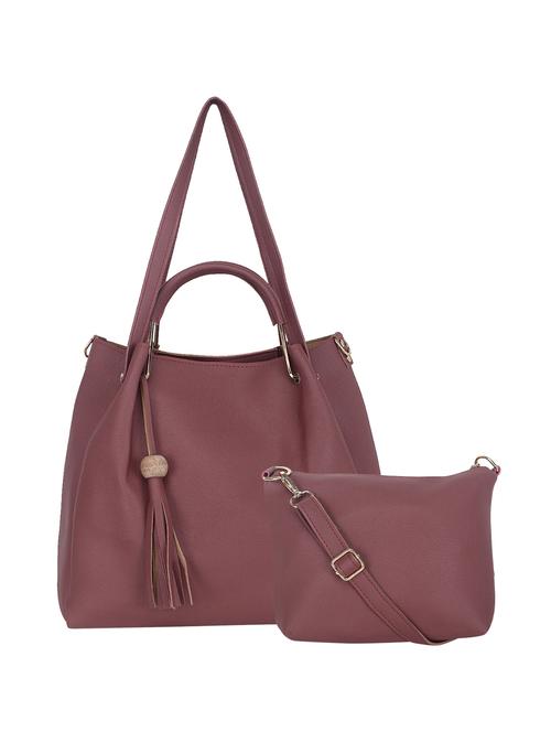 maroon faux silk handbag combo - 16257858 - Very Small Image - 1