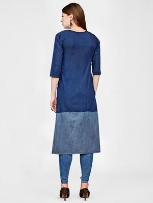 contrast straight kurta - 16258328 - Standard Image - 3